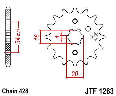 Yamaha RS125 UR,MR 75 JT Front Sprocket JTF1263 16 Teeth - Picture 2 of 3