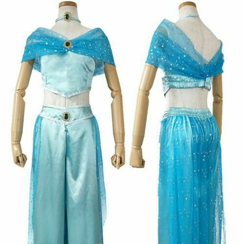 Aladdin Jasmine Princess Costume Arabian Dress for Halloween Cosplay Women Girls - Picture 7 of 19