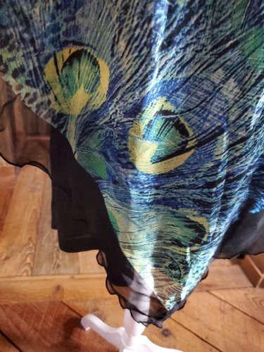 BLEU verziertes Top Bluse Damen XL blau bunt Chiffon Topper schwarz Tank  - Bild 11 von 16