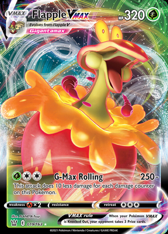 LP Pokemon Flapple VMAX - 019/163 - Ultra Rare Lightly Played Battle Styles