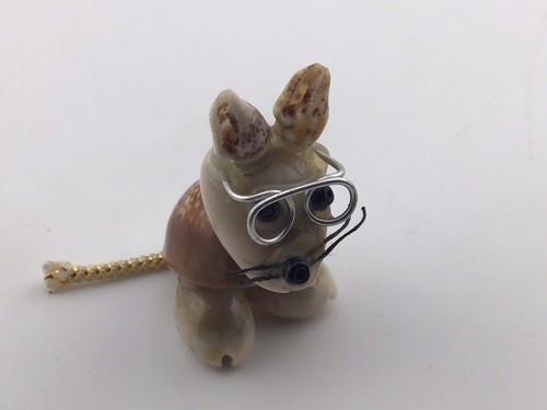 Little Mouse Made Out Of Shells Wire Glasses Cute Trinket - Picture 3 of 7