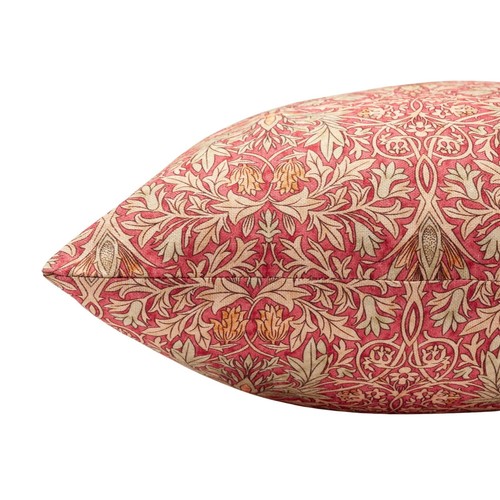 William Morris Snakeshead Boudoir Cushion. Red Classic Floral Design. 17x12" - Picture 2 of 4