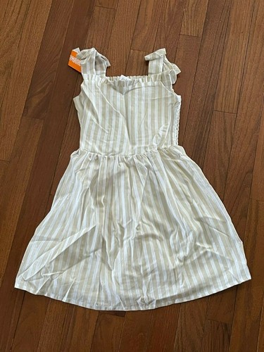 Gymboree Girl Pineapple Sparkle White and Gold Striped Smocked Back Dress Size 6