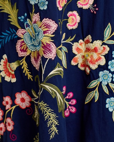 BNWT Johnny Was Julianna Crewneck Embroidery Cotton Swing Dress Blue Night M 198 - Bild 7 von 8