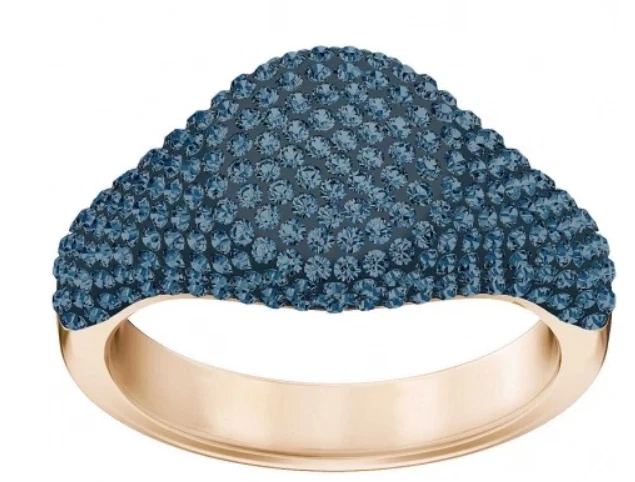 *NEU* SWAROVSKI STONE SIGNET RING - BLAU ROSE GOLD - GR. 52