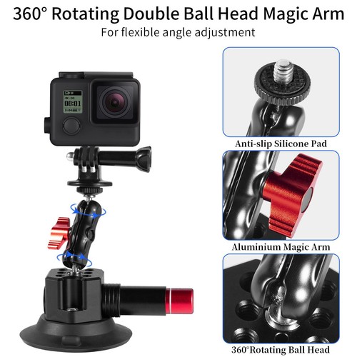 Kamera Auto Saugnapf Halterung Camera Suction Cup Mount mit 360¡ã Doppelkopf ... - Bild 5 von 7