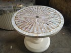 White Marble Coffee Table Top, Mother of Pearl Stone Mosaic Art, Furniture Decor