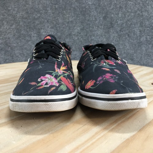 Vans Shoes Womens 9 Mens 7.5 Authentic Sneakers Black Floral Print Low Top TB4R - Picture 7 of 16