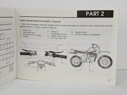 Honda Parents Youngsters & Off Highway Motorcycles Safety Manual Printed In USA - Picture 4 of 4