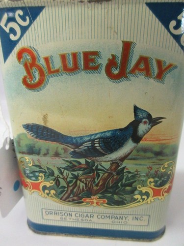 VINTAGE ADVERTISING BLUE JAY SQUARE CANISTER TIN COLLECTIBLE BEAUTIFUL 2-P - 第 3/5 張圖片