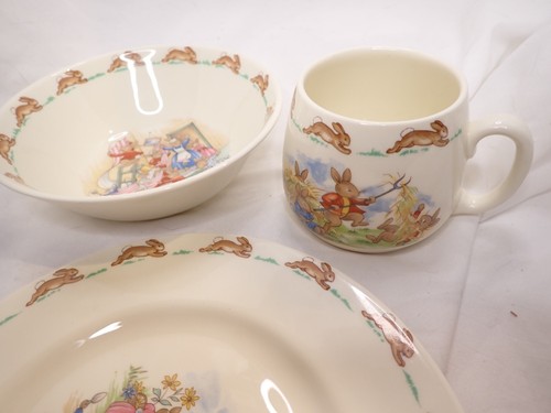 Set Of 3 Bunnykins Royal Doulton Vintage Rabbits Children Plate Bowl Cup Barbara - Picture 3 of 8
