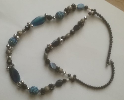 Collana Girocollo bigioteria francese vintage anni 60/70 pietra naturale - Foto 3 di 5