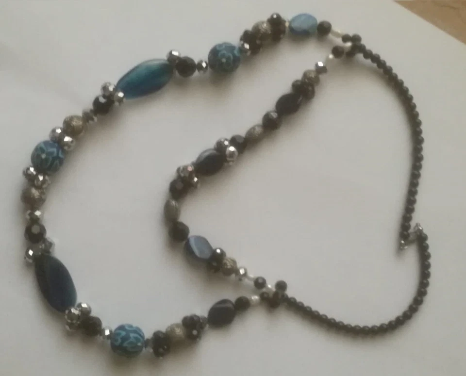 Collana Girocollo bigioteria francese vintage anni 60/70 pietra naturale - Immagine 3 di 4