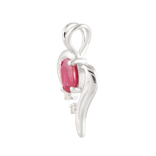 Oval Cut Pink Ruby Butterfly Charm Sterling Silver Pendant - Picture 3 of 3