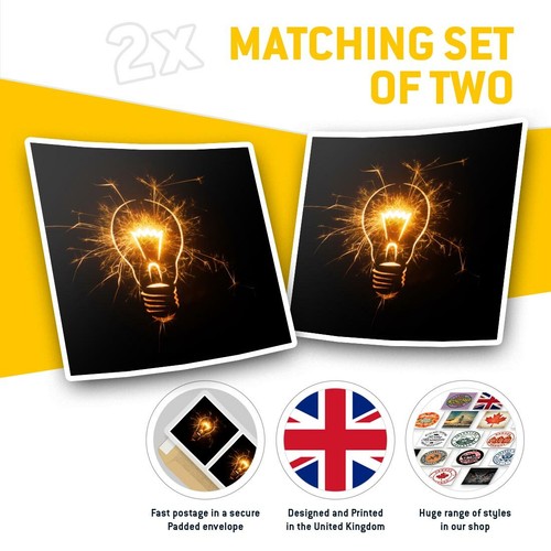 2 x Square Stickers 10 cm - Light Bulb Sparking Vintage Retro  #45549 - Afbeelding 2 van 9