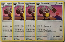 POKEMON 4X DIGGERSBY 215/264 FUSION STRIKE UNCOMMON NEAR MINT-PLAYSET