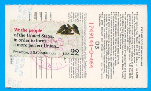 1985 California lottery scratch ticket expired MINT unscratched #3 State issue - Picture 2 of 2