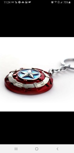 captain america keychain Rotatable Shield Red White And Blue zinc alloy - Picture 2 of 4