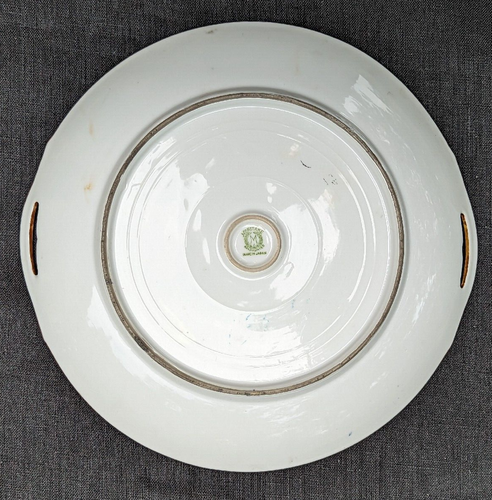 VINTAGE NORITAKE HAND PAINTED PORCELAIN MORIAGE BEADED HANDLED CAKE PLATE 9 5/8" - Picture 11 of 12