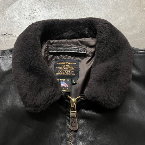 Vintage U.S. Navy G-1 COCKPIT New York 🇺🇸 Brown Leather Jacket 50 - Picture 2 of 10