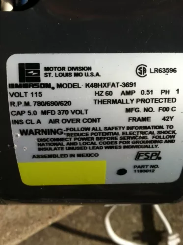 EMERSON K48HXFAT-3691 MOTOR 115V 780RPM AIR PURIFIER PLUS CONTROLS