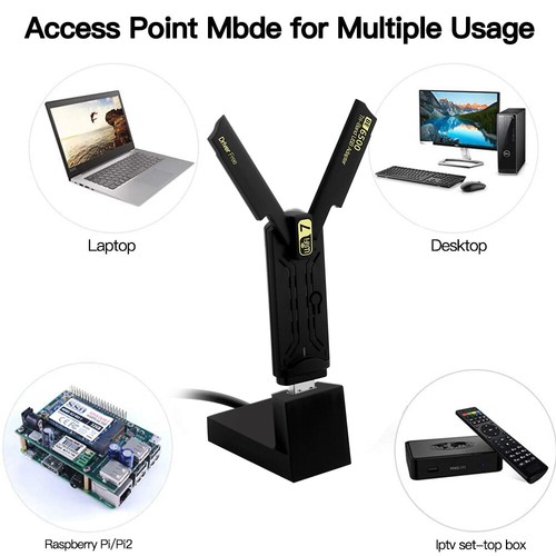 Adattatore Gaming USB 3.0 WiFi 7 6500Mbps Scheda USB con Prolunga Antenne Esterne - Foto 2 di 12