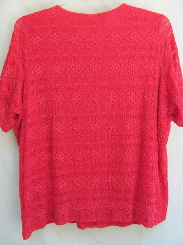 MAGGIE BARNES..ROJO..ELÁSTICO..HILOS METÁLICOS PLATEADOS..TÚNICA..TOP....NUEVO.talla 2X - Imagen 5 de 5
