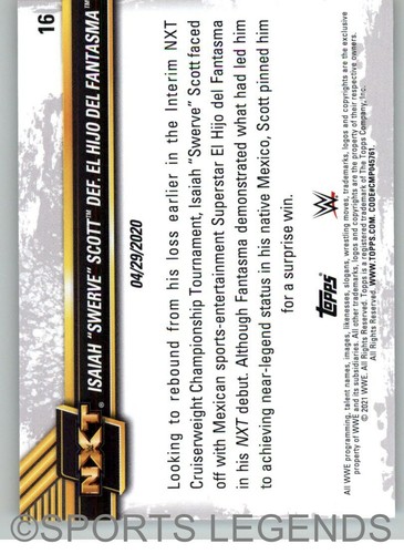 2021 NXT #16 Isaiah Swerve Scott El Hijo Del Fantasma - Picture 2 of 2