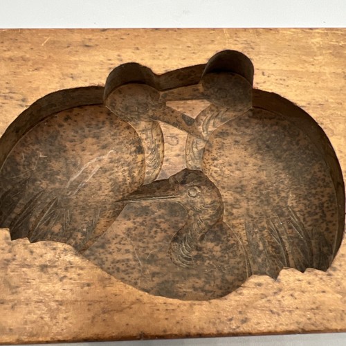 Vintage japanische handgeschnitzte Holz KASHIGATA Reiskuchen Form Liebe Vögel - Bild 8 von 8