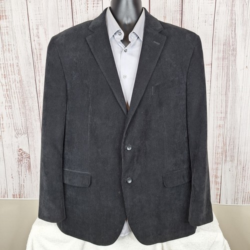 Geoffrey Beene Jacket Blazer Mens 48L Charcoal Ribbed - Picture 4 of 11