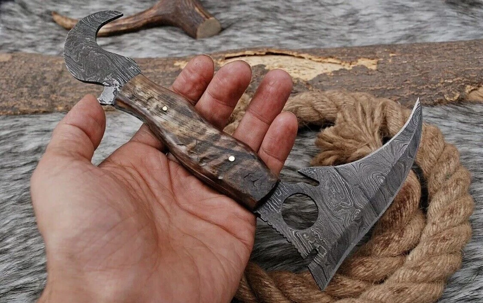 Cuchillo KARAMBIT Damasco Hecho a Medida Garra Espiga Completa Hoja Fija Caza SUPERVIVENCIA Foto 2 de 4