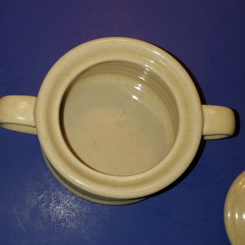 Yamaka Japan Steingut Zuckerdose beige mit braunen Streifen top gebraucht  - Bild 3 von 5