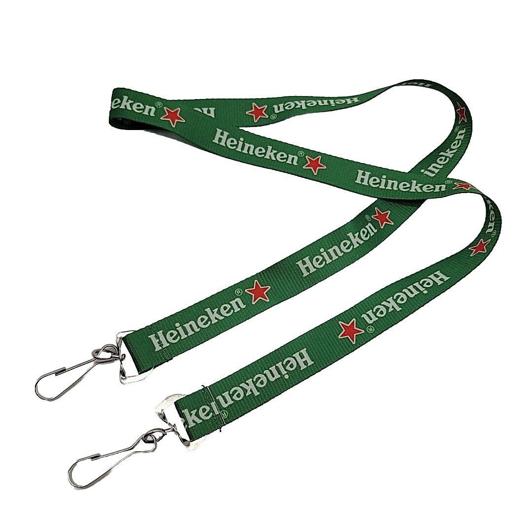 Green Heineken Lanyard Double Clip for ID Holder Beer Star Heinekan Heinakan