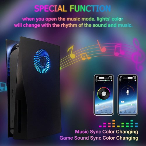 Faceplate with RGB Light Strip for PS5 and Dust Filter Cooling Black - Picture 4 of 15