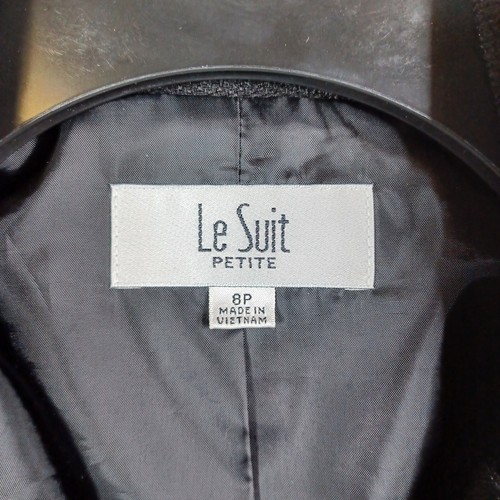 Vintage Le Suit Jacket Womens 8P Black Blazer Single Breasted Polyester Lined - Picture 7 of 12