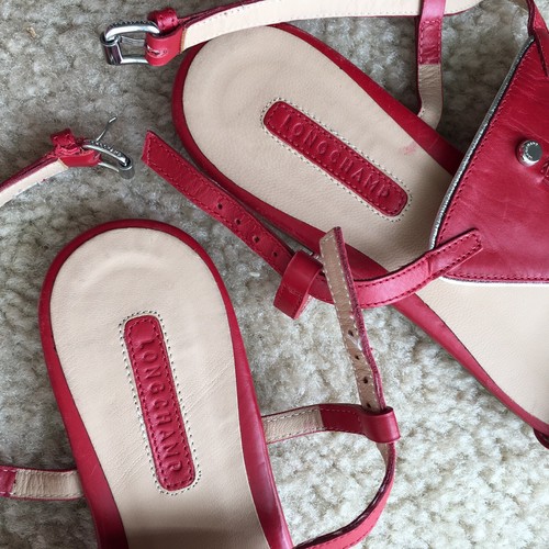 $435 LONGCHAMP LEATHER SANDALS 37 US 6.5