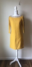 Tory Burch ARA Dress Womens Size 4 NWT Mustard Yellow Embellished Rhinestones