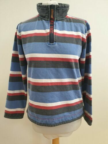 Pull Hoodie Fat Face Homme Bleu Rayé - Fermeture Zip, Manches Longues, Léger Défaut Neuf.