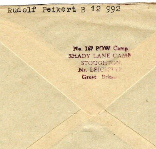 GB Leics Segunda Guerra Mundial Cubierta Super *167 POW CAMP* Violeta CARRIL SOMBREADO Cachet Alemania MZ230 - Imagen 3 de 6