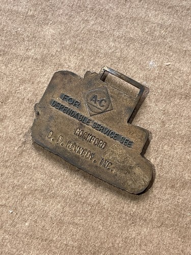 Vintage Allie Chalmers AC Watch Fob Tractor Rockford, IL Dealership DD Kennedy - Picture 2 of 2
