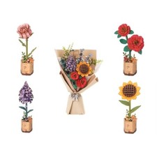 DIY 3D Wood Puzzle 4 Pack Flower Bouquet