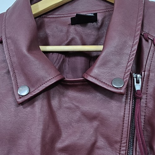 City Chic Biker Jacket Faux Leather RED Ladies Size Large Zip Up Fully Lined - Picture 5 of 13
