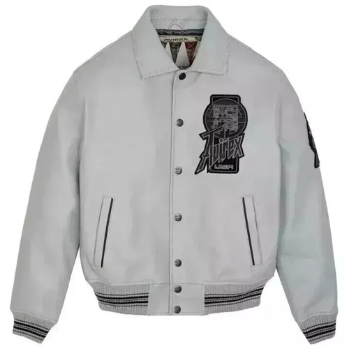 Mens Avirex Genuine Cowhide Leather Bomber Jacket Flight American Leather Jacket - Picture 1 of 9