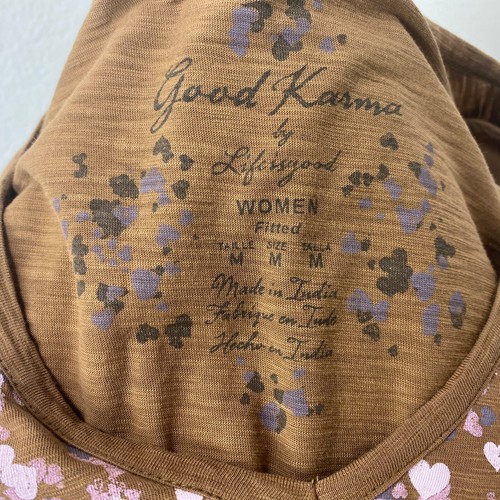 Life is Good Woman T-Shirt mittelbraun rosa Blumen Herz Blumenstrauß Bio Baumwolle - Bild 9 von 10