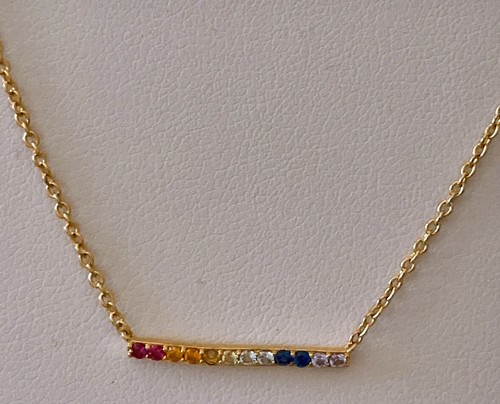 Nadri Rainbow CZ Bar Pendant Necklace, Multi-color, Gold-tone, NWT, Nadri Box - Picture 5 of 6
