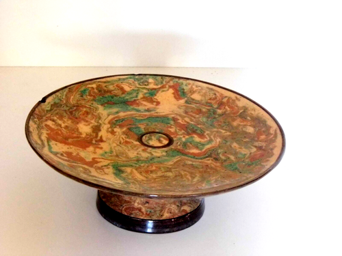 COUPE ANTIQUE SUR PIEDOUCHE CERAMIQUE DECOR MARBREE ATTRIBUE CLEMENT MASSIER BE - Picture 8 of 8