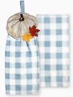 Celebrate Fall Together Pumpkin Leaves Tie Top Blue Plaid Kitchen Terry Towels