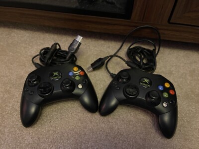 Lot of 2 Microsoft Xbox Controllers S Wired Black Official