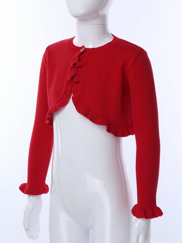 Flower Girls Bolero Shrug Open Front Short Cardigan Long Sleeve Top For Dress - Picture 75 of 96