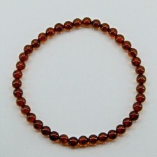 Natural and Genuine Brown / Cognac BALTIC AMBER Stretch Bracelet Lithuania 182e